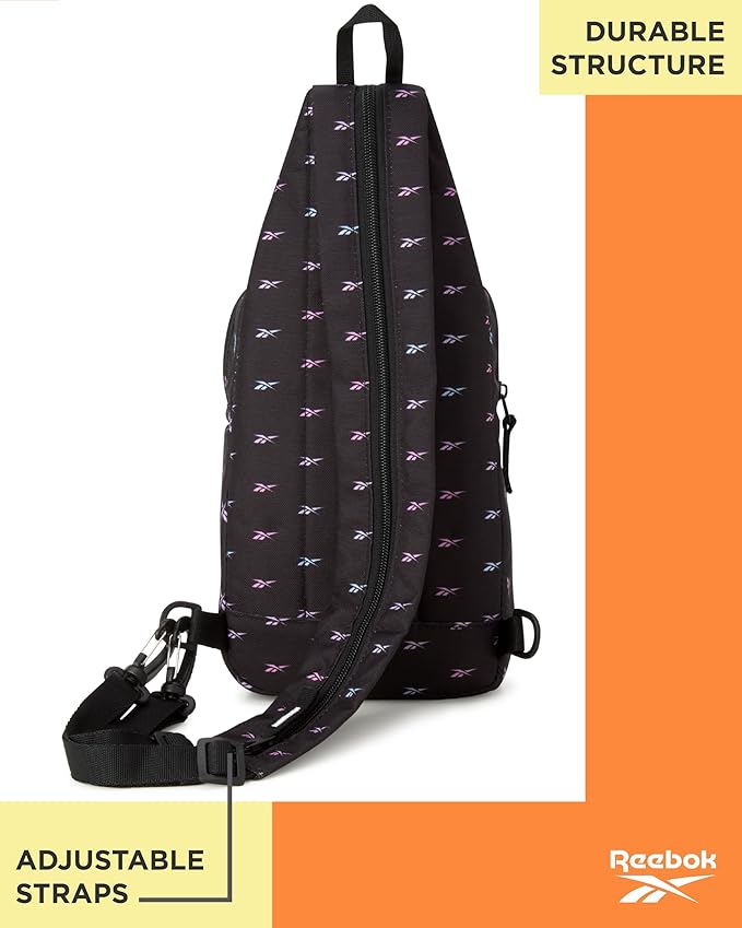 Reebok Unisex Crossbody Bag - Convertible Compact Durable Cross Body Bag for Women and Men - Gym and Travel Essentials, Size One Size, Cosmos Black Ombre