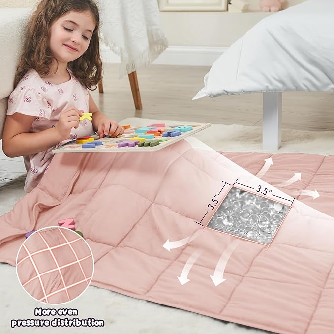 Pink Weighted Blanket Kids 3lbs, 36"x48", Cooling Heavy Throw Blanket for 20-40lbs, Microfiber Soft Thick Big Blankets Weighted Comforter Breathable Gift