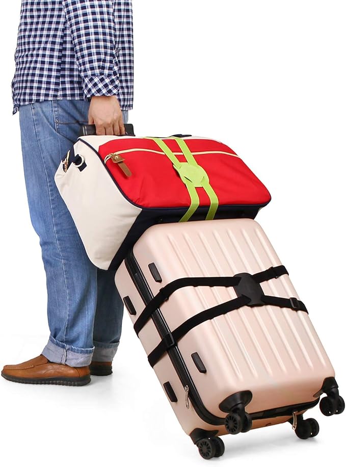 Luggage Straps Bag Bungees for Add a Bag Easy to Travel Suitcase Elastic Strap Belt (Black, M-Black)