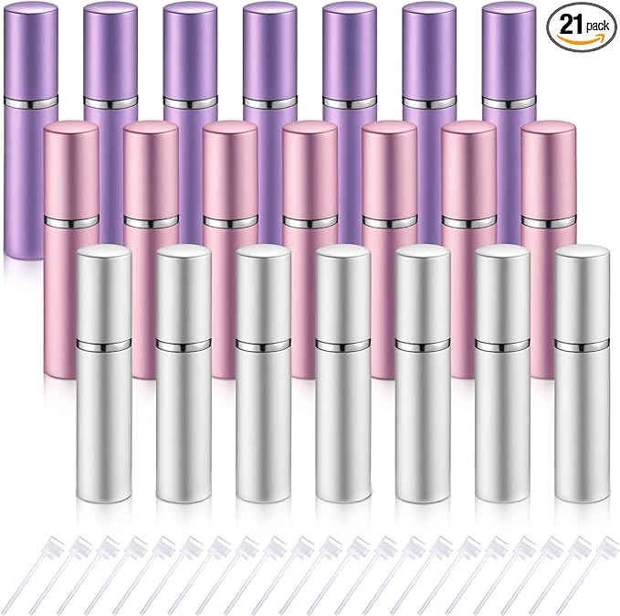 Tessco for you 21 Pcs Atomizer Perfume Bottles 5 ml Mini Atomizer Sprayer for Perfume Bulk Refillable with Pump for Travel Outgoing (Mixed Color)