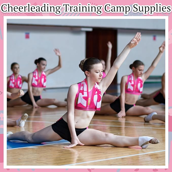 12 Pcs Cheerleader Cooling Towel Cheer Gifts Bulk for Team Cheer Sports Gifts with Bags 40" x 12" Breathable Chilly Microfiber Cooling Towel for Yoga Sport Gym Party Favor (Pink)