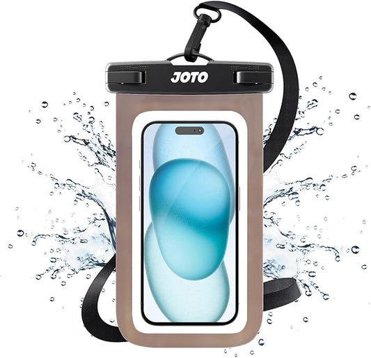 JOTO Up to 7" Universal Waterproof Phone Case for iPhone 17 Air 16 15 14 13 12 11 Plus Pro Max, IPX8 Cellphone Dry Bag XR X SE, Galaxy S23 S22 S21 S20+ S20 S10 Plus Note, Pixel -CrystalBlack
