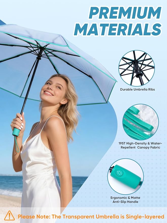 PTEROMY Windproof Travel Umbrellas for Rain and Sun, Withstands 85MPH Winds Auto Open Close Folding Umbrella with Ergonomic Handle, Quick Dry Canopy for Commuting or Backpack