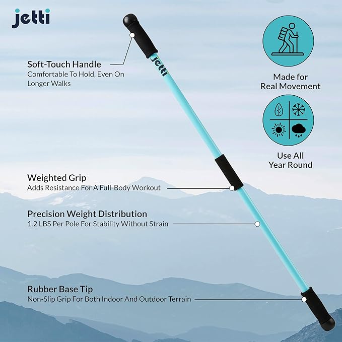 Perfectly Weighted Walking Poles for Full-Body Workouts, Enhanced Stability, and Improved Posture | Includes 2 Walking Poles & Carrying Case | 2.2 lbs