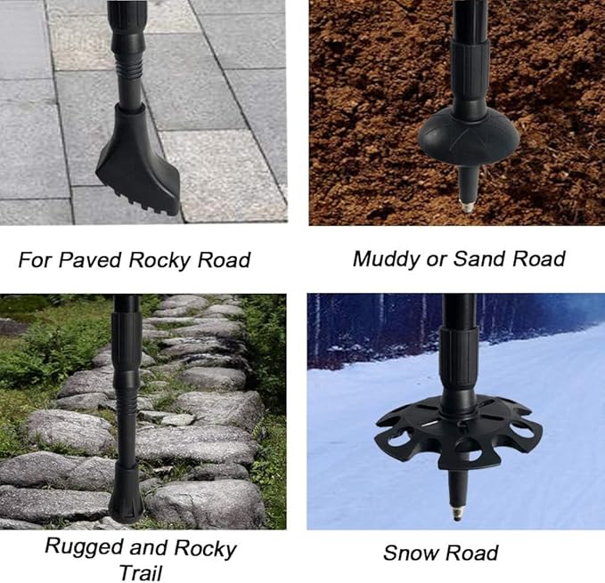 Hiking Walking Sticks Rubber Tips 10 Pack, Replacement Tips Protectors, Snow Baskets, Mud Baskets Set for Trekking Poles, Fits Most Standard Hiking, Trekking, Walking Poles