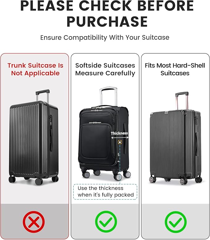 Travelkin Clear Luggage Cover Protectors For Suitcase Transparent TPU Suitcase Cover Protector Fit 18-32 Inch Luggage