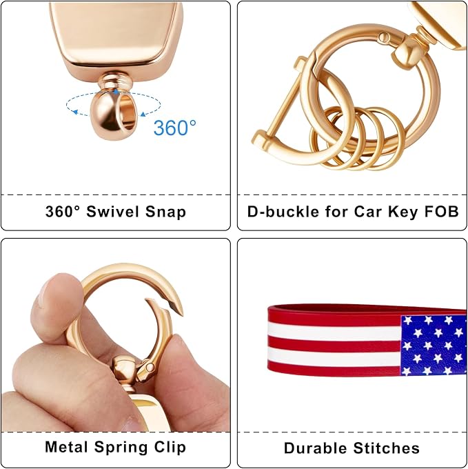 OHKYOOT Leather Car Keychain,Carabiner Clip Key Fob Keychain for Home Car Keys Women Men