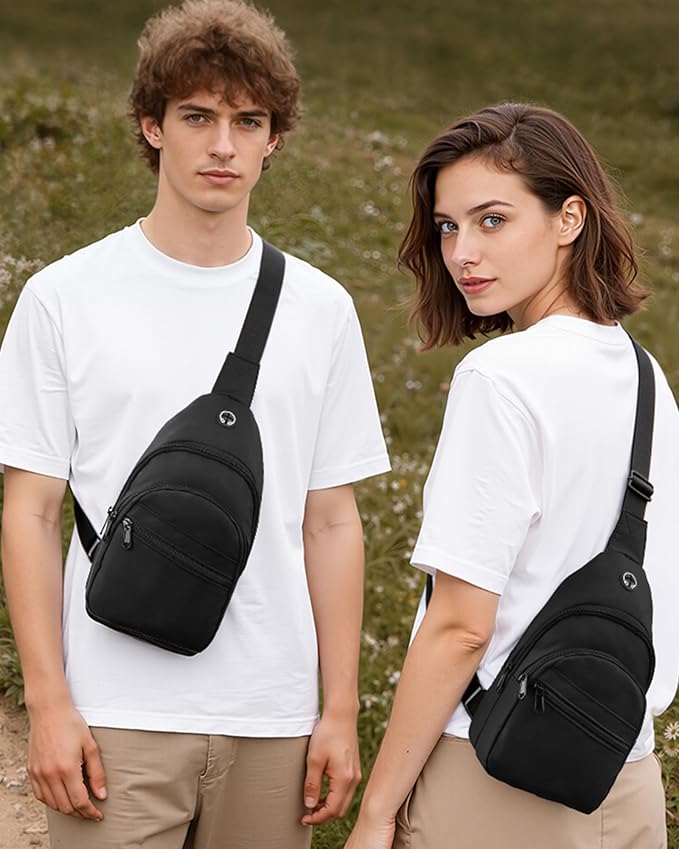 HOTOR Sling Bag - Crossbody Bag & Shoulder Bag for Women & Men with Adjustable Strap, for Travel and Camping Essentials - Black 7.5" x 3.4" x 14.2"