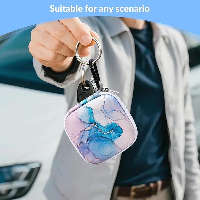 Earbud Case, Personalised Patterned Portable EVA Headphone case Cell Phone Accessories Organizer with Carabiner for Wired/Wireless Earphone, Earbud, Earpieces, SD Memory Card, Camera Chips