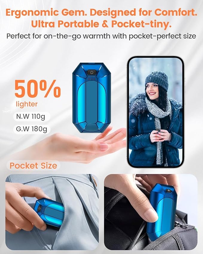 AI Hand Warmers Rechargeable 2 Pack, Electric Handwarmers Reusable, AI Smart Safe Heat Long Lasting Portable Pocket Heater, Warm Gifts for Men Women Outdoor Indoor Hiking Studying Hunting Golf Camping