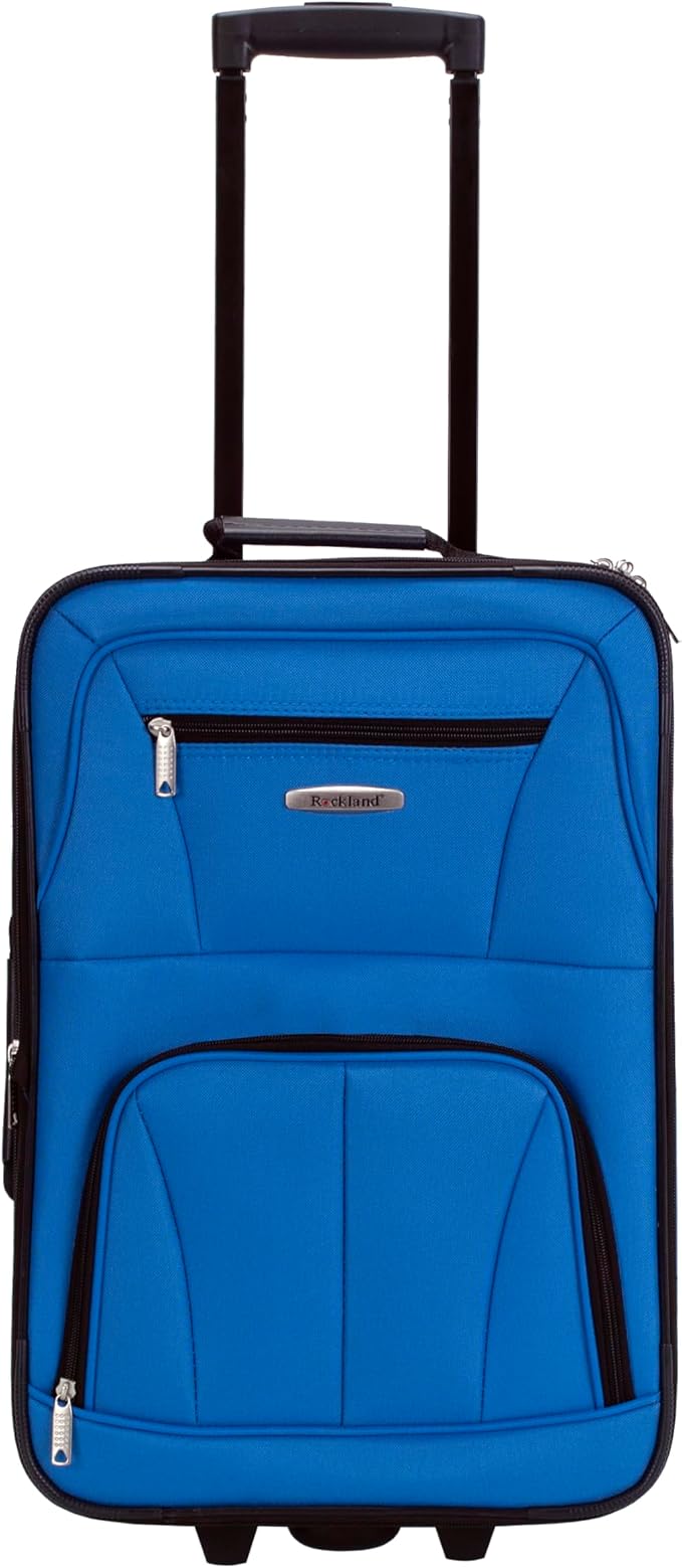 Rockland Fashion Softside 2 Piece Luggage Set, Expandable, (14" Tote/19" Upright), Blue