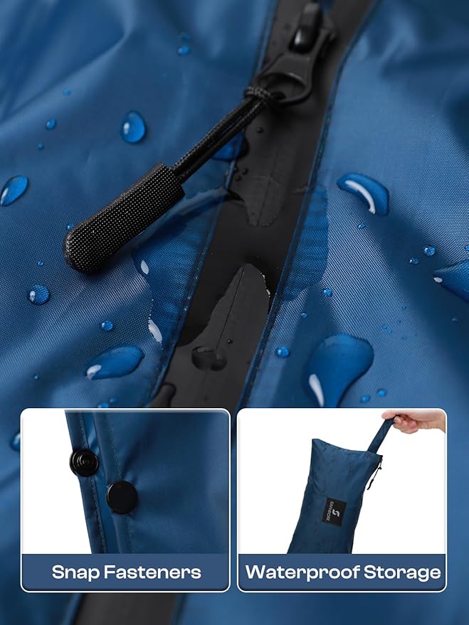 SaphiRose Lightweight Waterproof Rain Poncho for Adults with Hood Portable Rainwear for Outdoor