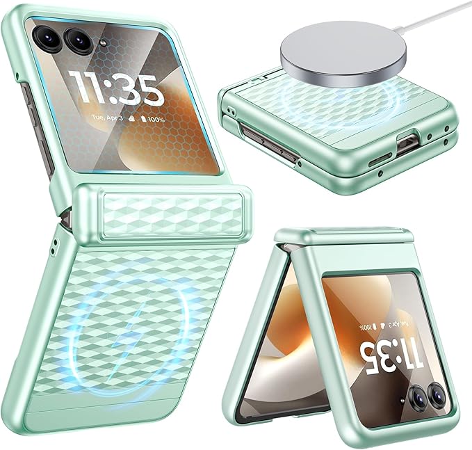VEGO for Motorola Razr 2026/2025/2024 Case[Compatible with MagSafe],Magnetic for Moto Razr 2026 Case[Hinge Protection & Built-in Screen Protector] Drop Protection Phone Case -Mint Green