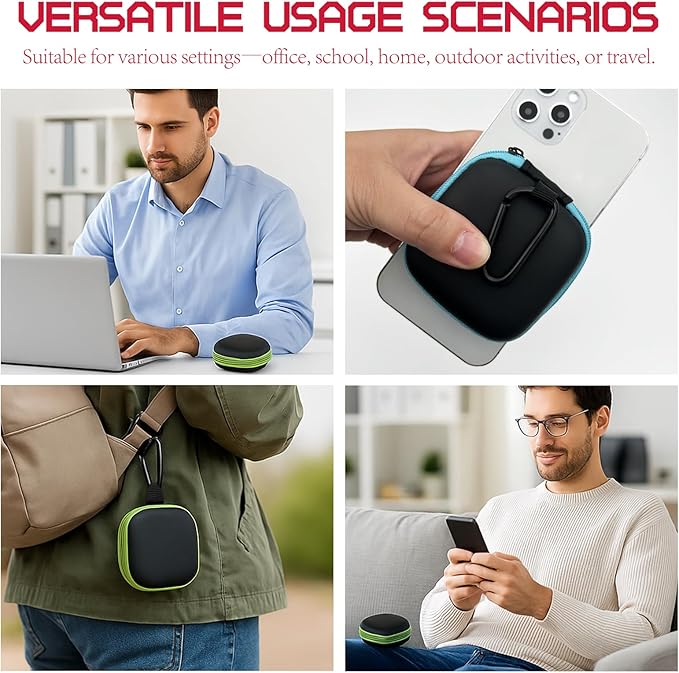 5-Pack Portable Square Earbud Carrying Cases – Multi-Color EVA+PU Leather Storage Bags with Carabiner for Earphones, SD Cards & Small Accessories