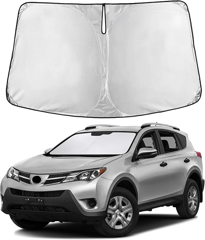Autovir Windshield Sun Shade Fit for 2013-2016 2017 2018 Toyota RAV4 Sunshade, Front Car Window Shades Sun Visor, Blocks UV Rays & Heat, Car Accessories