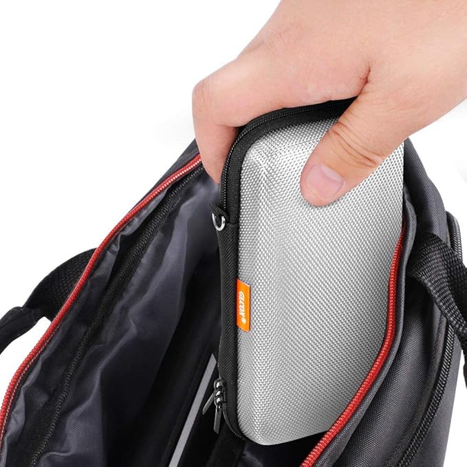 Portable Protection Hard EVA Travel Carrying Case with Mesh Pocket, Shockproof Exterior - Universal Small Electronic Tech Zipper Bag Pouch Organizer for Cell Phone, Charger, Cord, Cable - Silver
