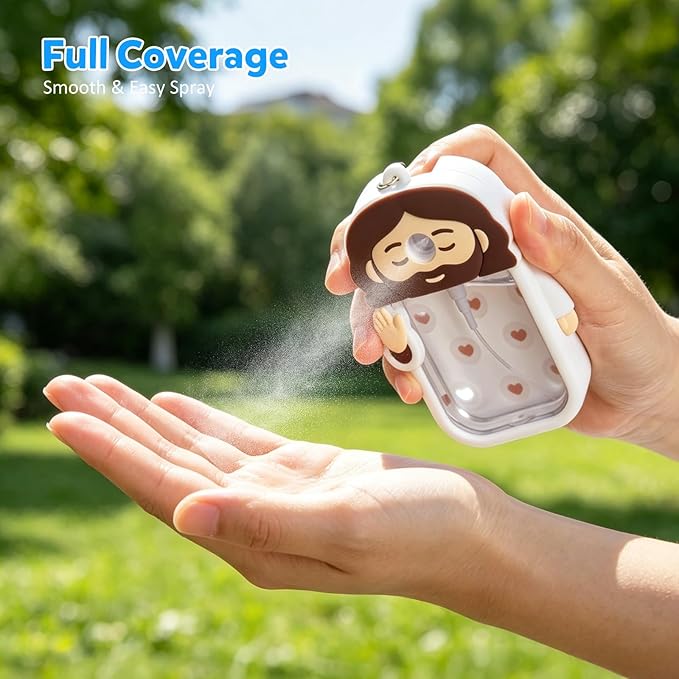 Cornholepy Cute Jesus Hand Sanitizer Keychain 30ml Silicone Spray Bottle Case for Purse Backpack School Office