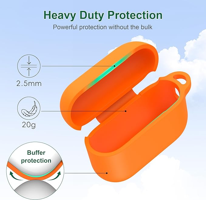 R-fun for AirPods Pro 3 Case (2025), Soft Silicone Protective Case Cover Compatible with Apple AirPods Pro 3rd Generation (USB-C Cable) for Women Men with Cleaning Kit and Keychain, Orange