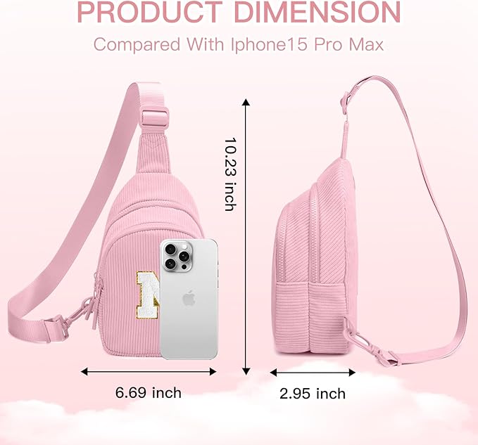 Viverte Small Corduroy Sling Bag Initial Crossbody Bag Fanny Pack for Girls Personalized Birthday Gifts for Teen Girls Gifts
