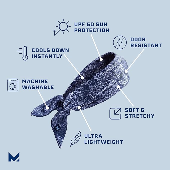 MISSION Cooling Bandana - Lightweight & Breathable - Cools Up to 2 Hours - UPF 50 Sun Protection - Machine Washable