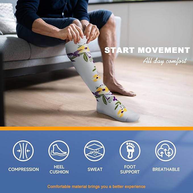 cerpite Compression Socks for Women & Men 6 Pairs Knee High Compression Socks 20-30 mmhg Best for Running,Nurse,Travel