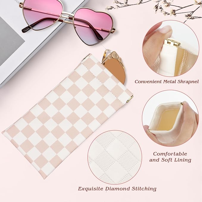 eyeglasses bag Soft Glasses bag, Portable Squeeze Top Sunglasses Case Travel for Women Girls