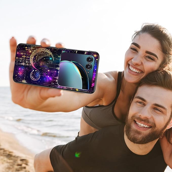for Motorola Razr 2025 Case,for Moto Razr 60 Phone Case Cute Slim Hard PC Ultra-Thin Anti-Scratches Shockproof Protective Phone Cover,Purple Glitter Moon