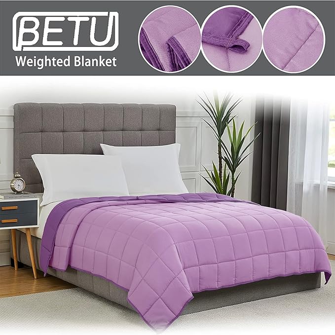 Purple Weighted Blanket for Adults 25lbs, 88"x104", Cal King Cooling Heavy Throw Blanket for 220-280lbs, Microfiber Soft Thick Big Blankets Weighted Comforter Gifts for Sleeping