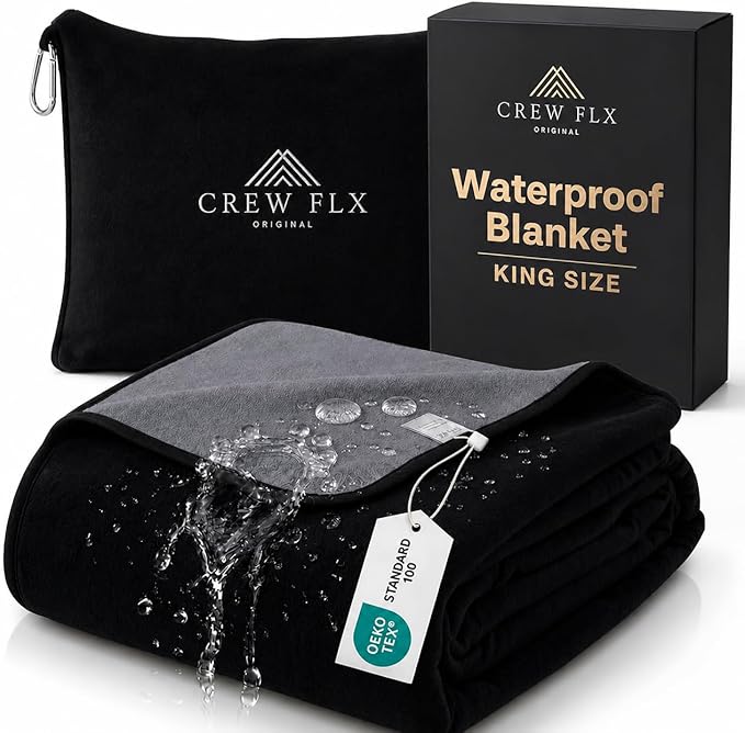 Waterproof Blanket for Bed Intimacy (82"x 82" King Size) Reversible Plush Fleece, Love Blanket, Moisture Absorbent TPU Layer Stain Proof Couch Bed Mattress Water Proof Cover Black/Gray