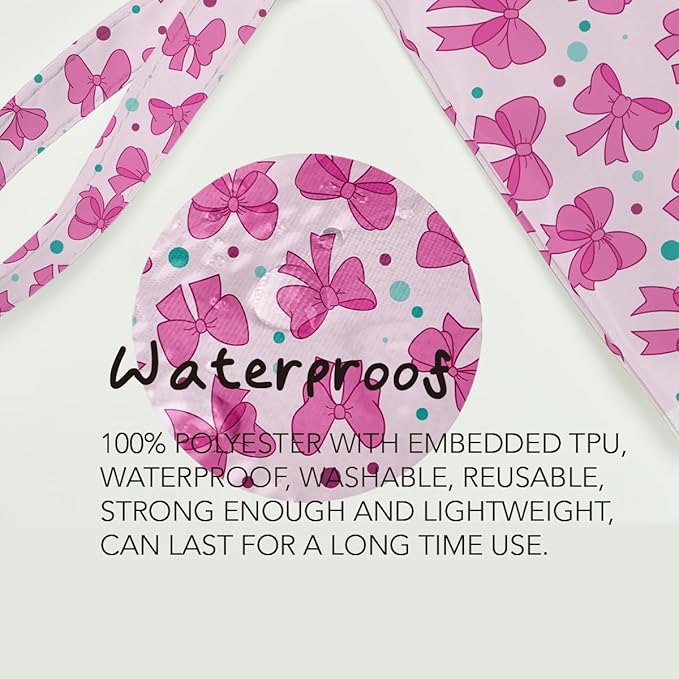 Fokongna Cute Print Wet Bag, Small Portable Waterproof Multi-Functional Organizer for Women, Pink Bow Polka Dot, Ideal for Daily, Beach & Travel