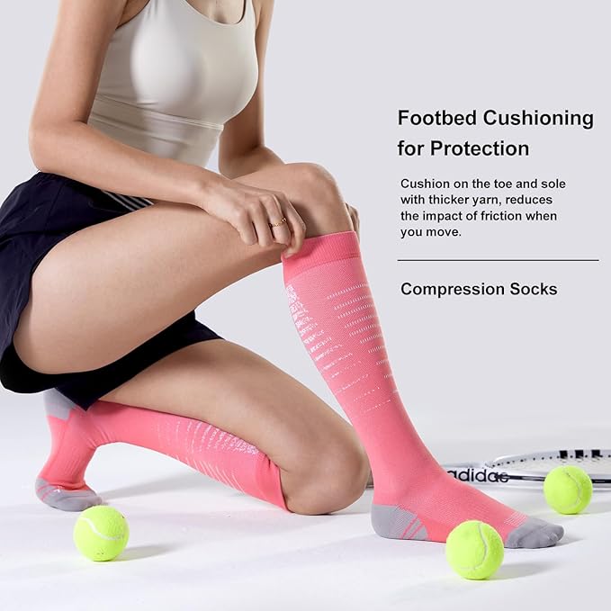 CS CELERSPORT 3 Pairs Compression Socks for Men and Women 20-30 mmHg Running Support Socks