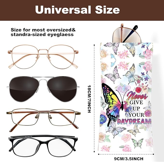 Anikathy 2Pcs Sunglass Eyeglass Glasses Case Soft PU Leather with Cleaning Cloth Cute Glasses Pouch Bag for Men Women Girs