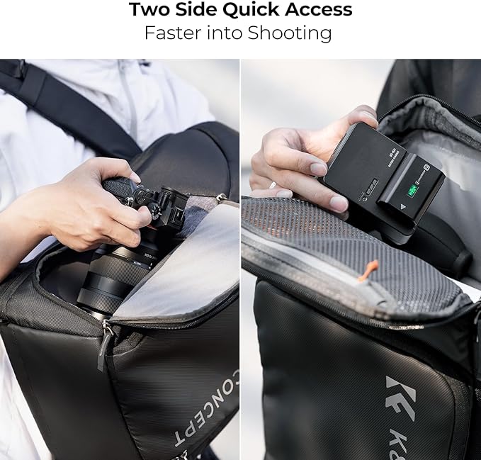 K&F CONCEPT Professional Camera Backpack, Large Photography Backpack Expandable to 25L, Quick Access&Water Resistant Camera bags with Rain Cover&Tripod Holder for Canon/Nikon/Sony/DJI/DSLR Mirrorless