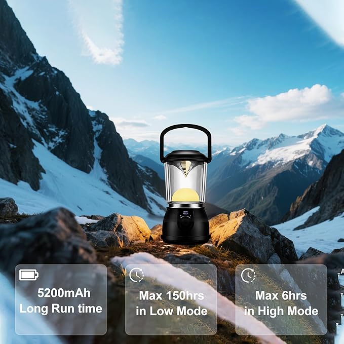 Camping Lantern Rechargeable, 300 Lumen Camping Lantern, Lanterns for Power Outages Lantern Camping Lights & Lanterns USB C 5V/2A IPX5 Waterproof for Outdoor Fishing Emergency