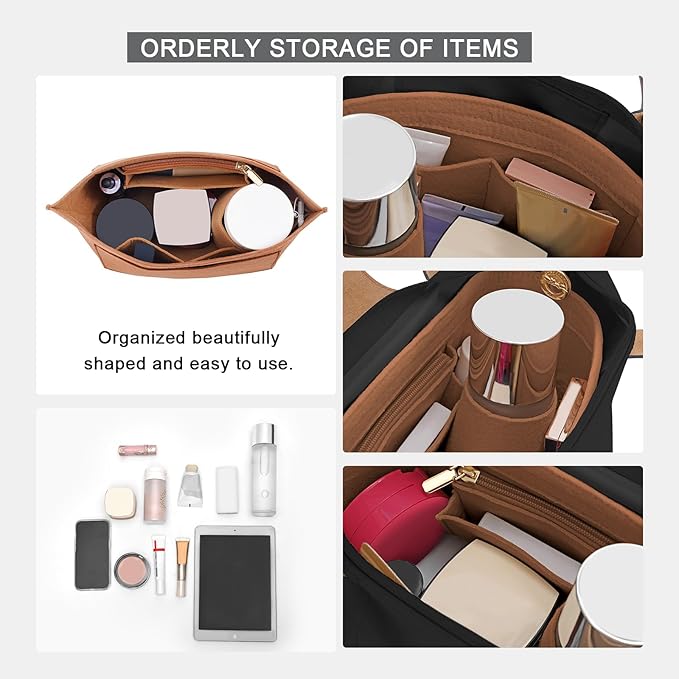 LOUKAYCCI Purse Organizer Insert for Le Pliage Medium Handbags Insert（EarthColor, Medium）