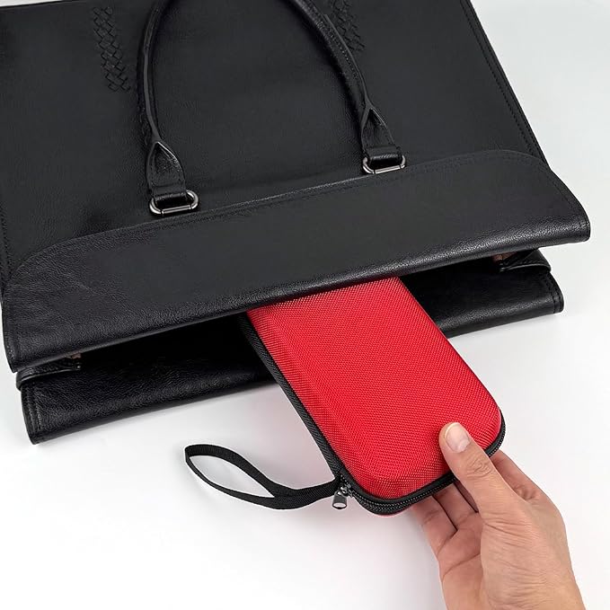 Universal Portable Hard EVA Carrying Case for Power Bank External Hard Drive Cell Phone USB Charging Cable Cord, Shockproof Protective Electronic Organizer Zipper Enclosure -Red