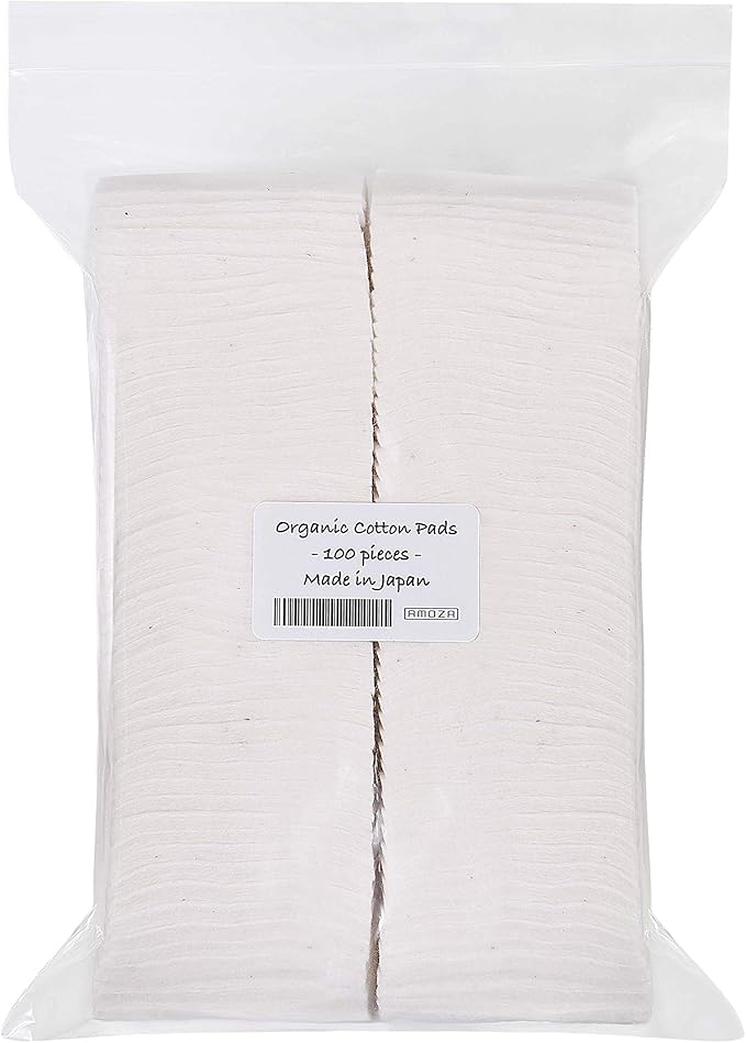 Japanese Organic Cotton Pads 100 Pieces 100% Organic Unbleached [Made in Japan] (1 Pack)
