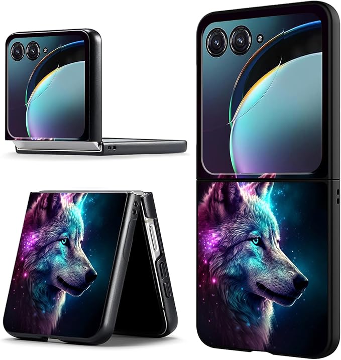 for Motorola Razr Plus 2025 Case,for Razor Plus 2025 Phone Case Cute Slim Hard PC Ultra-Thin Anti-Scratches Shockproof Protective Cover,Glitter Wolf