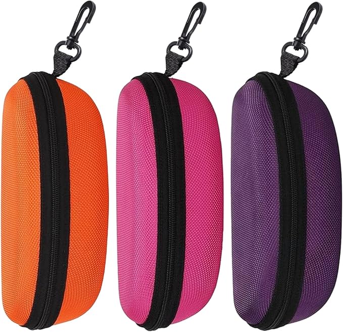 3pcs Sunglasses Case Box, Travel Zipper Hard Shell Eyeglasses Case Scratch Resistant Glasses Hook Glasses Organiser