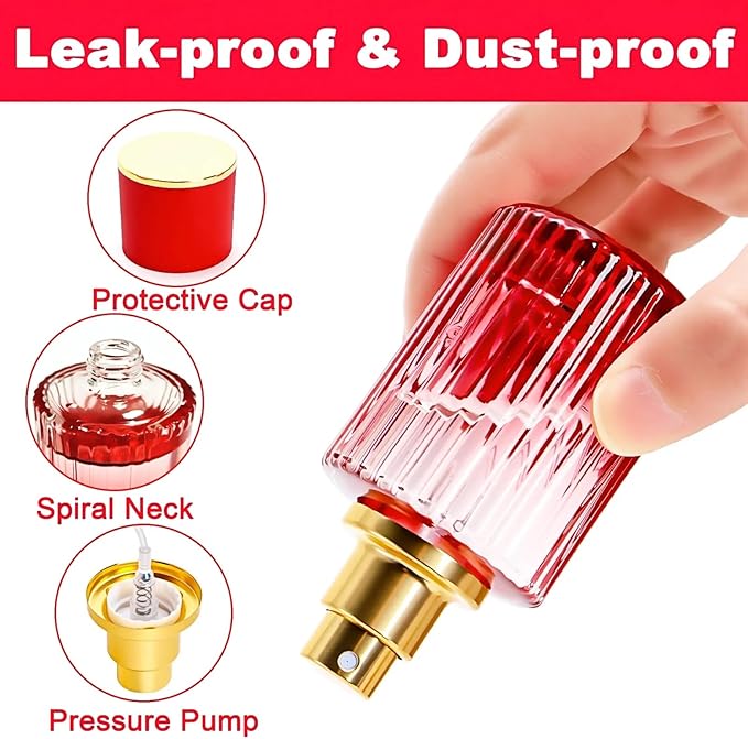 Lawei 6 Pack 30ml/1oz Refillable Perfume Bottles, Empty Small Glass Spray Bottles with 4 Kinds of Perfume Dispenser, Portable Travel Atomizer Bottle, Leak-proof Fragrance Containers for Men/Women