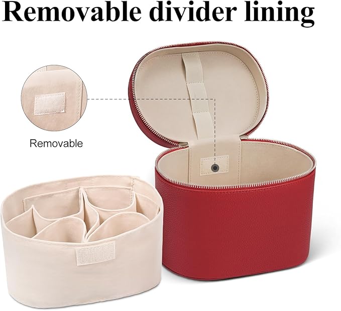 honitty Makeup Bag, Travel Make up Case with Compartments and Handle, Portable Cosmetic Organizer Bags,Toiletry Bag for Women