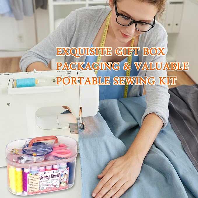 40 Spools of Sewing Thread,Gift Box Portable Basic Sewing Repair Kits (Orange)