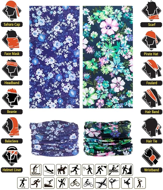 VANCROWN Headband Neck Gaiter Head Wrap Headwear Face Mask Magic Scarf Bandana for Men and Women