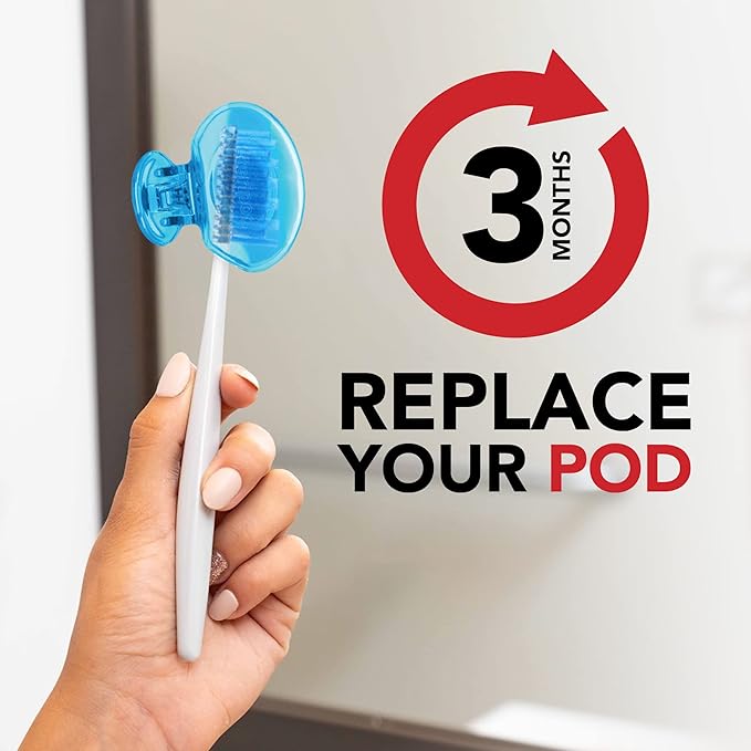 Steripod Clip-On Toothbrush Protector,Keeps Fresh and Clean,Fits Most Manual and Electric Toothbrushes,Pink-and Blue,2 Count (Pack of 12)