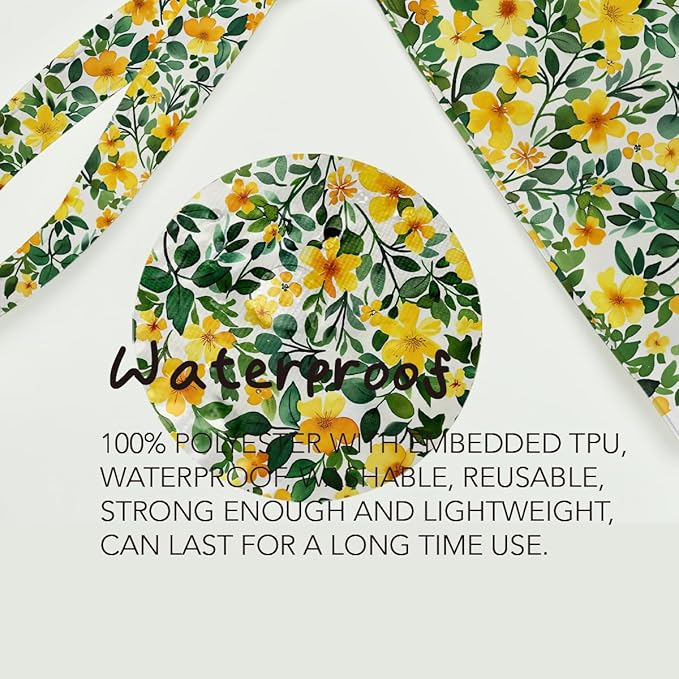 Fokongna Floral Print Wet Bag, Small Portable Waterproof Multi-Functional Organizer for Women, Ideal for Daily, Beach & Travel, Yellow Buttercup Vine