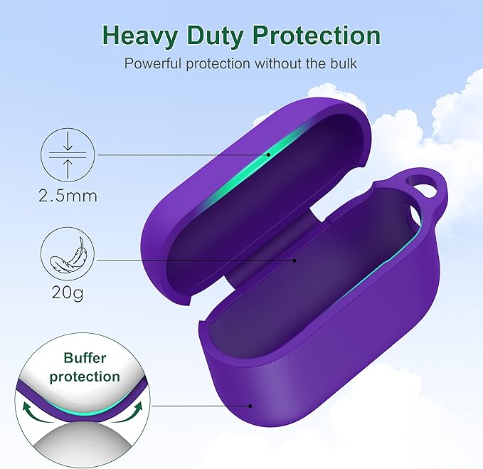 R-fun for AirPods Pro 3 Case (2025), Soft Silicone Protective Case Cover Compatible with Apple AirPods Pro 3rd Generation (USB-C Cable) for Women Men with Cleaning Kit and Keychain, Purple