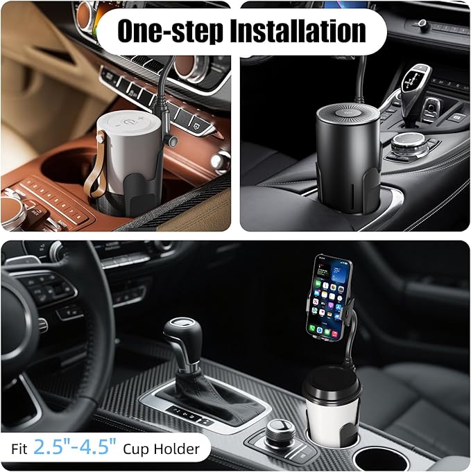Cup Phone Holder for Car with 360° Adjustable Long Gooseneck, Cell Phone Holder Mount for Car | Truck | Golf Cart Compatible with iPhone & Samsung & All Smartphones