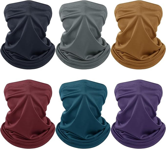 Geyoga 6 Pieces Summer UV Protection Cooling Neck Gaiter Face Clothing Neck Gaiter Mask Scarf Sunscreen Breathable Bandana