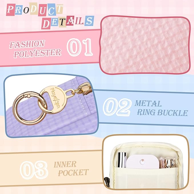 Plaid Period Bag, Small Period Pouches for Teen Girls, Quilted Sanitary Napkin Storage Bag, Compact Discreet Pad and Tampon Holder for Purse (MIni Plaid-Pink)