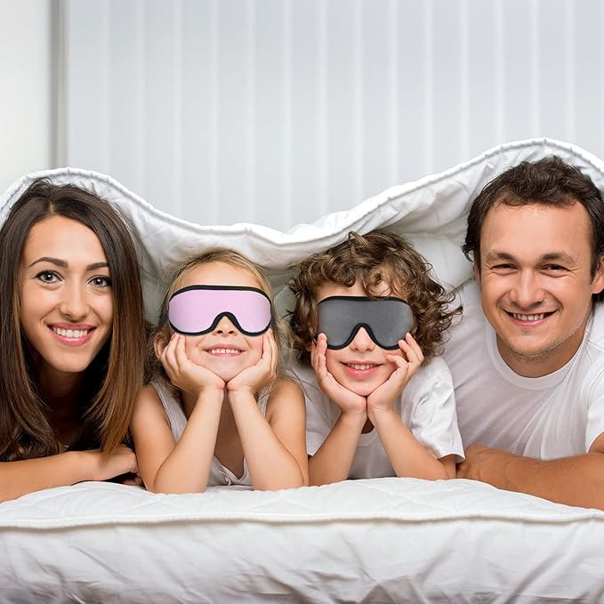 2 Pieces 3D Sleep Mask for Kids Memory Foam Contoured Eye Mask, Travel Sleep Eye Cover with Adjustable Strap, 3D Blindfolds(Pink and Grey)